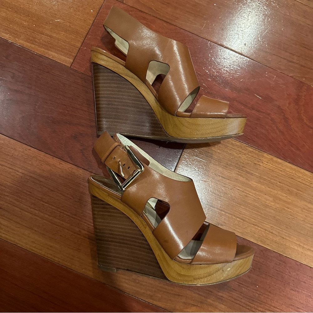 MICHAEL Michael Kors - Open Toe Platform Slingback Wedge Sandals - Size 7